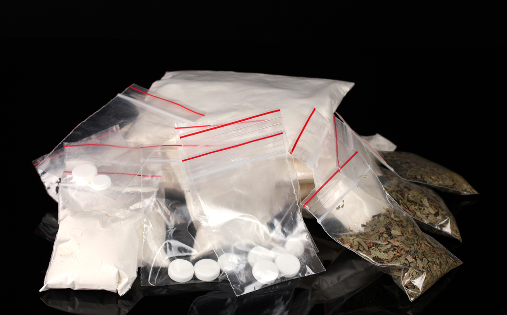 bags of drugs in a pile